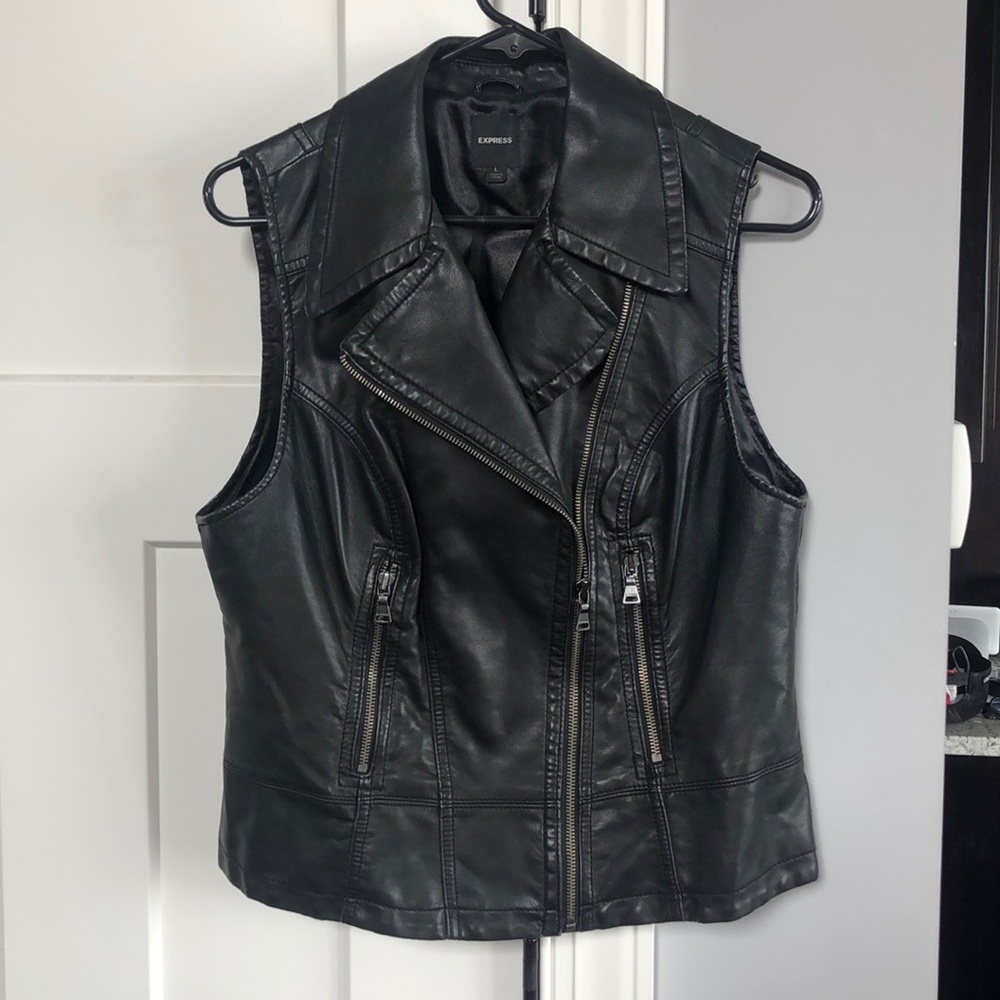Express Faux Leather Vest Sz L